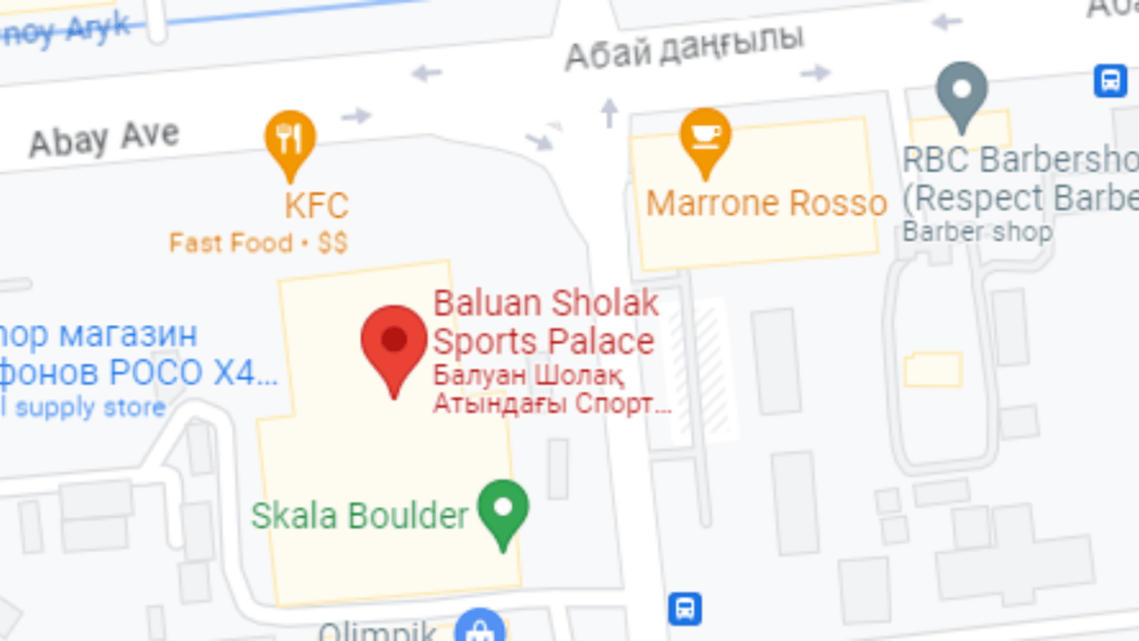 location of Baluan Sholak Sports Palace, Kazakhstan in google maps