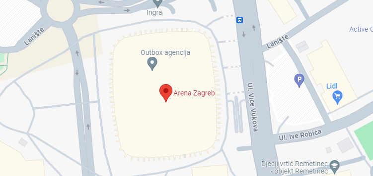 location of arena zagreb in google maps
